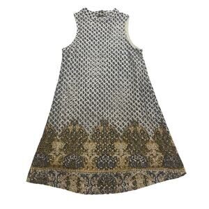 Mod Print Shift Dress Small | Retro A-Line, Sleeveless Marimekko Vibes 60s Style